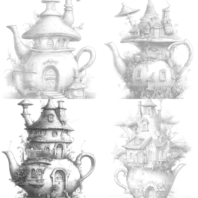 Teapot Fairy House Coloring Book - CraftNest - Digital Crafting and Art