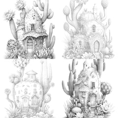 Cactus Fairy Houses Coloring Book - CraftNest - Digital Crafting and Art