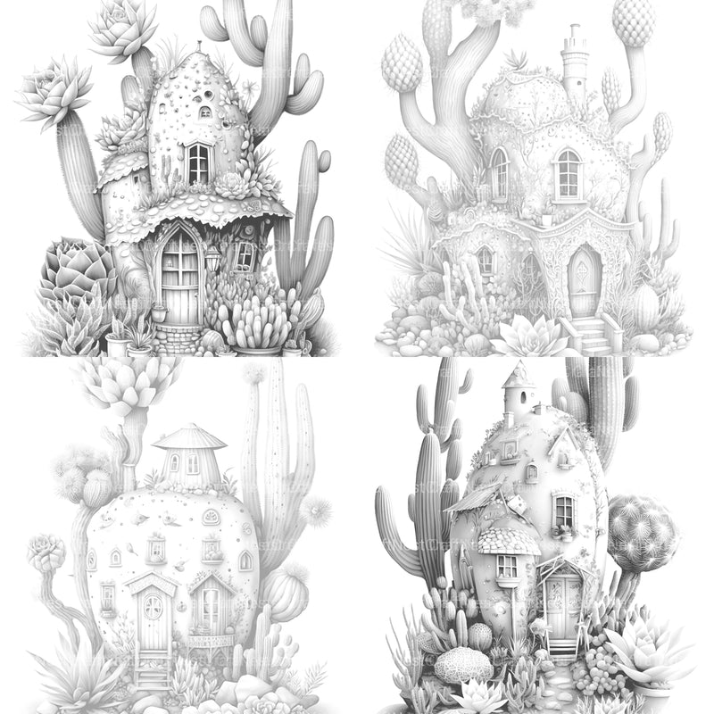 Cactus Fairy Houses Coloring Book - CraftNest - Digital Crafting and Art