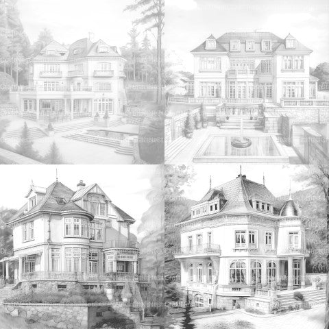 Luxurious Villas Coloring Book - CraftNest - Digital Crafting and Art