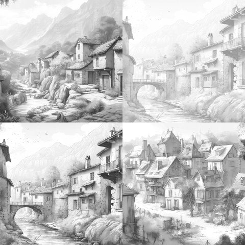 French Village Coloring Book - CraftNest - Digital Crafting and Art