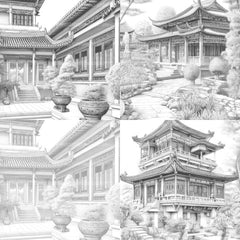 Chinese Architecture Coloring Book - CraftNest - Digital Crafting and Art