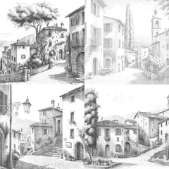 Italian Village Landscapes Coloring Book - CraftNest - Digital Crafting and Art