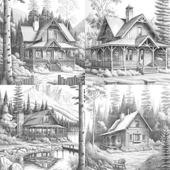 Cabins Coloring Book - CraftNest - Digital Crafting and Art