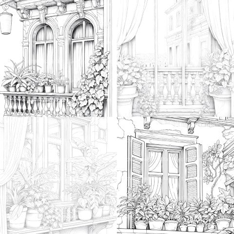 Mediterranean Windows Coloring Book - CraftNest - Digital Crafting and Art