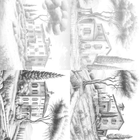Old Italian Country Houses Coloring Book - CraftNest - Digital Crafting and Art