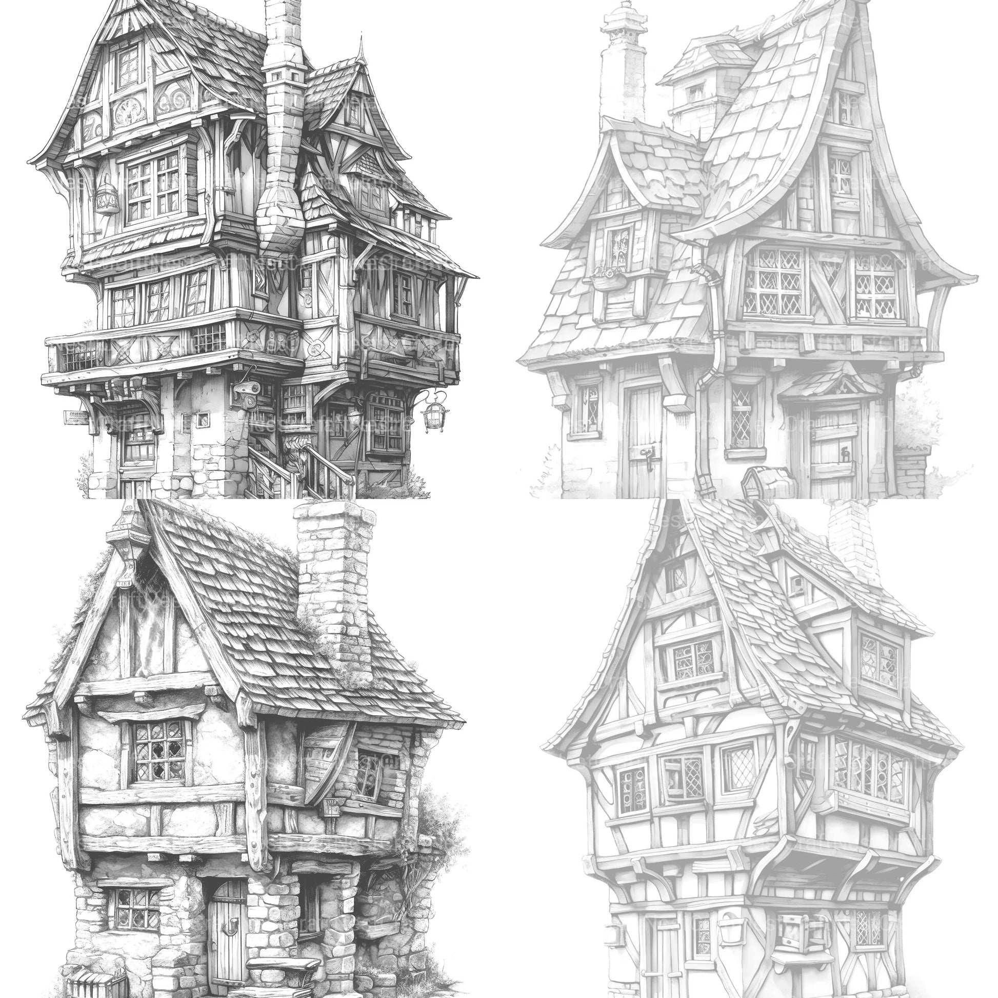 Medieval Tiny House Coloring Book - CraftNest - Digital Crafting and Art