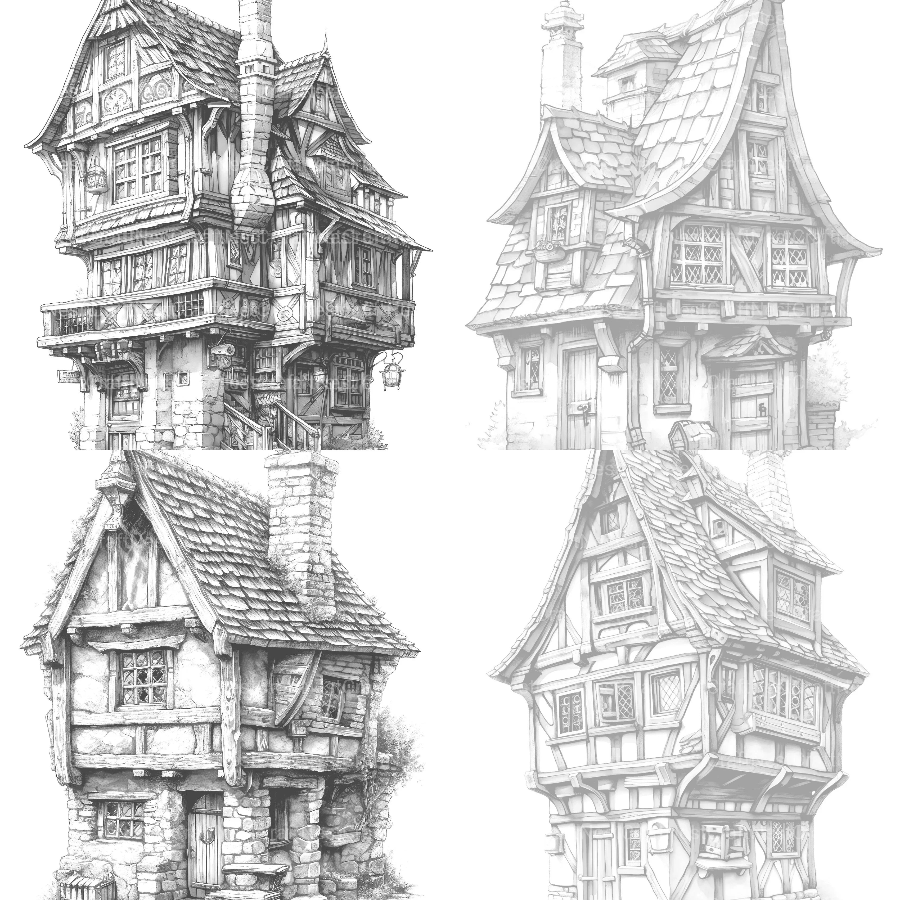 Medieval Tiny House Coloring Book - CraftNest - Digital Crafting and Art