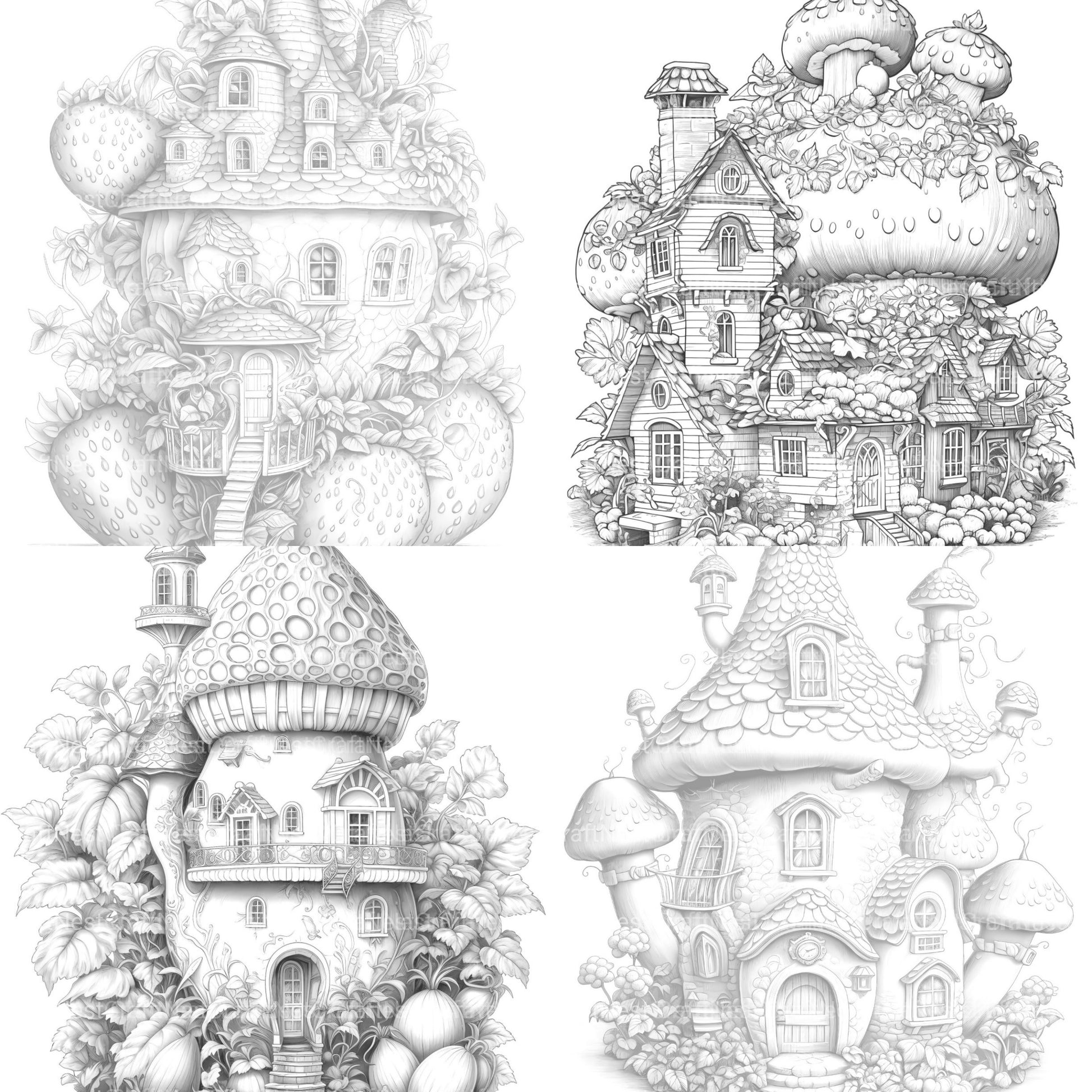 Strawberry Fairy House Coloring Book - CraftNest - Digital Crafting and Art