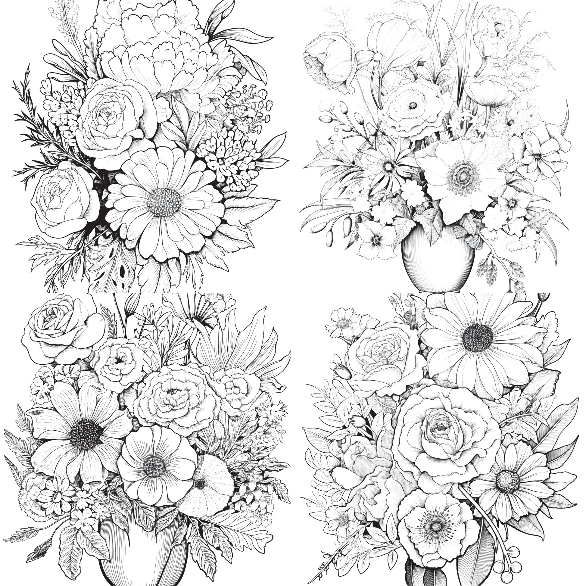 Flower Coloring Book 2 - CraftNest - Digital Crafting and Art