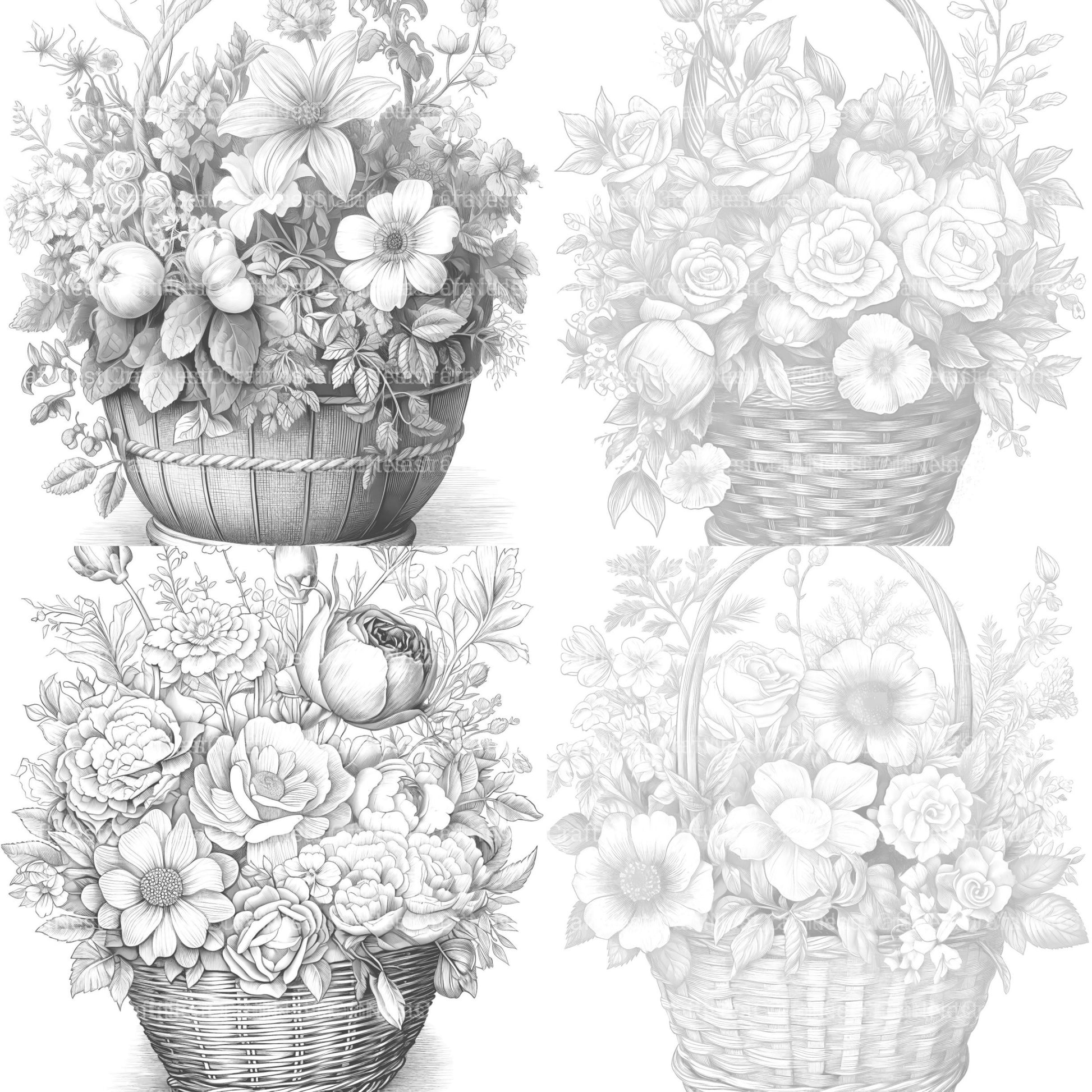 Flower Basket Coloring Book - CraftNest - Digital Crafting and Art