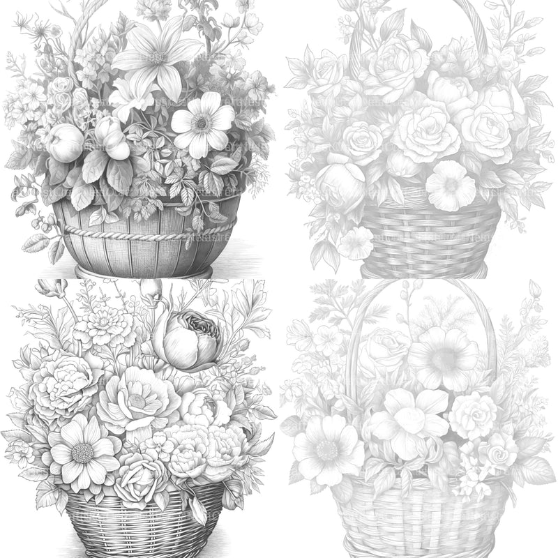 Flower Basket Coloring Book - CraftNest - Digital Crafting and Art