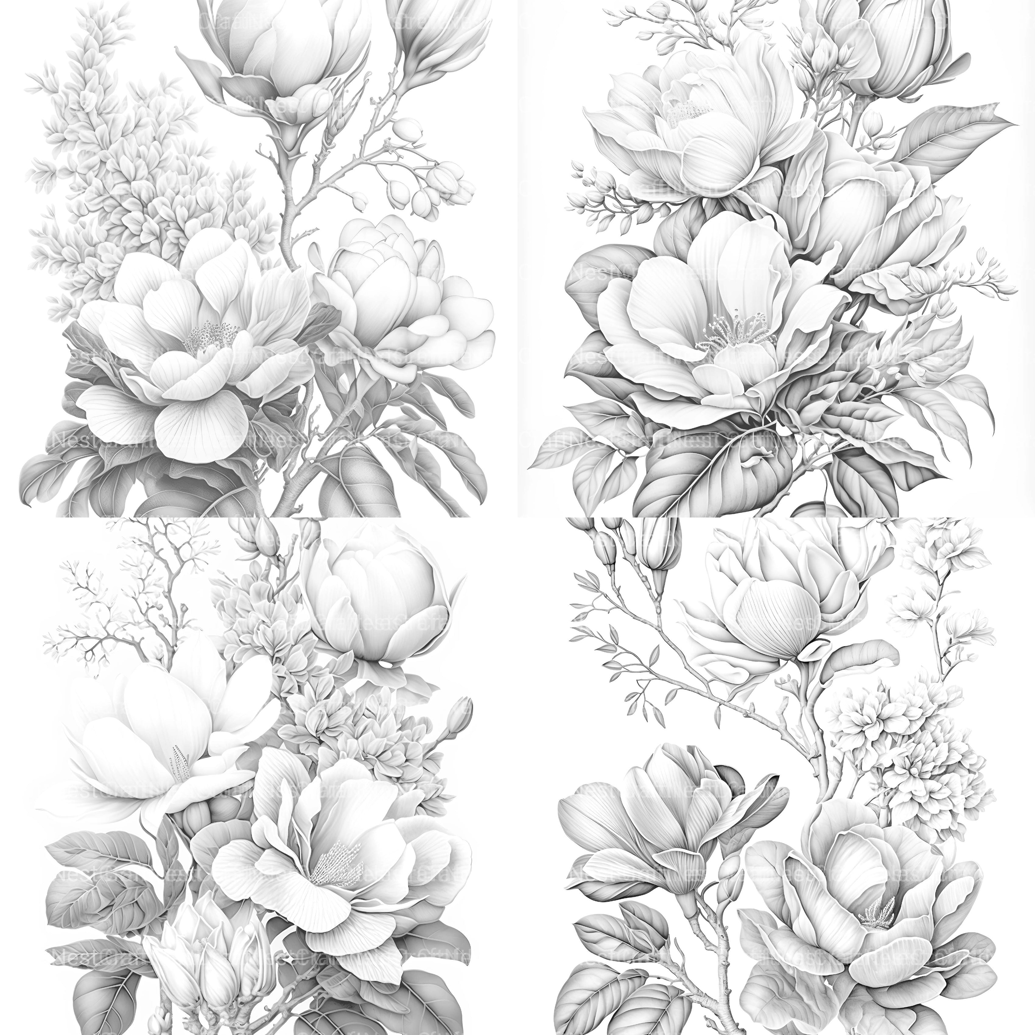 Magnolia Flower Coloring Book - CraftNest - Digital Crafting and Art