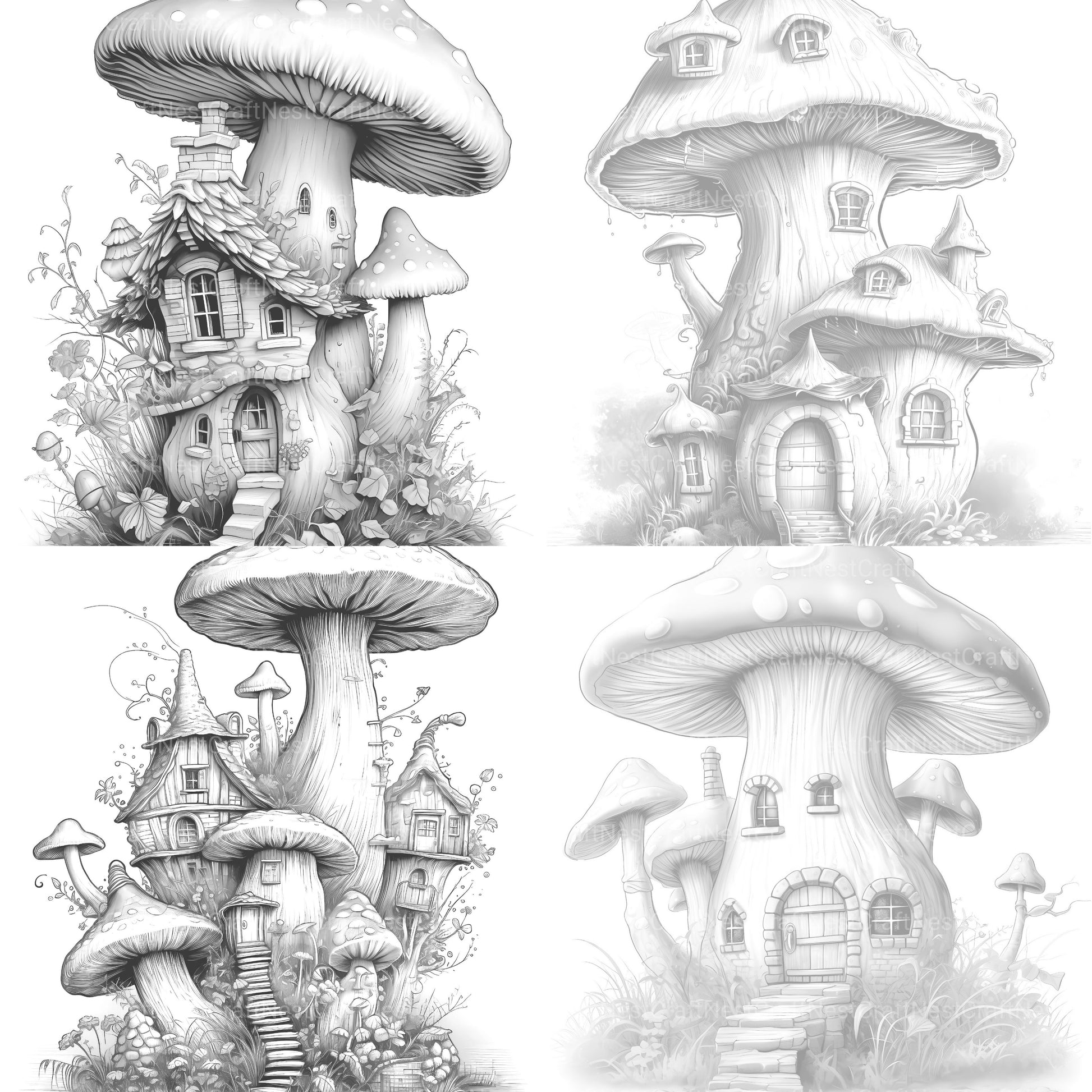 Mushroom House Coloring Book - CraftNest - Digital Crafting and Art