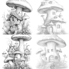 Mushroom House Coloring Book - CraftNest - Digital Crafting and Art
