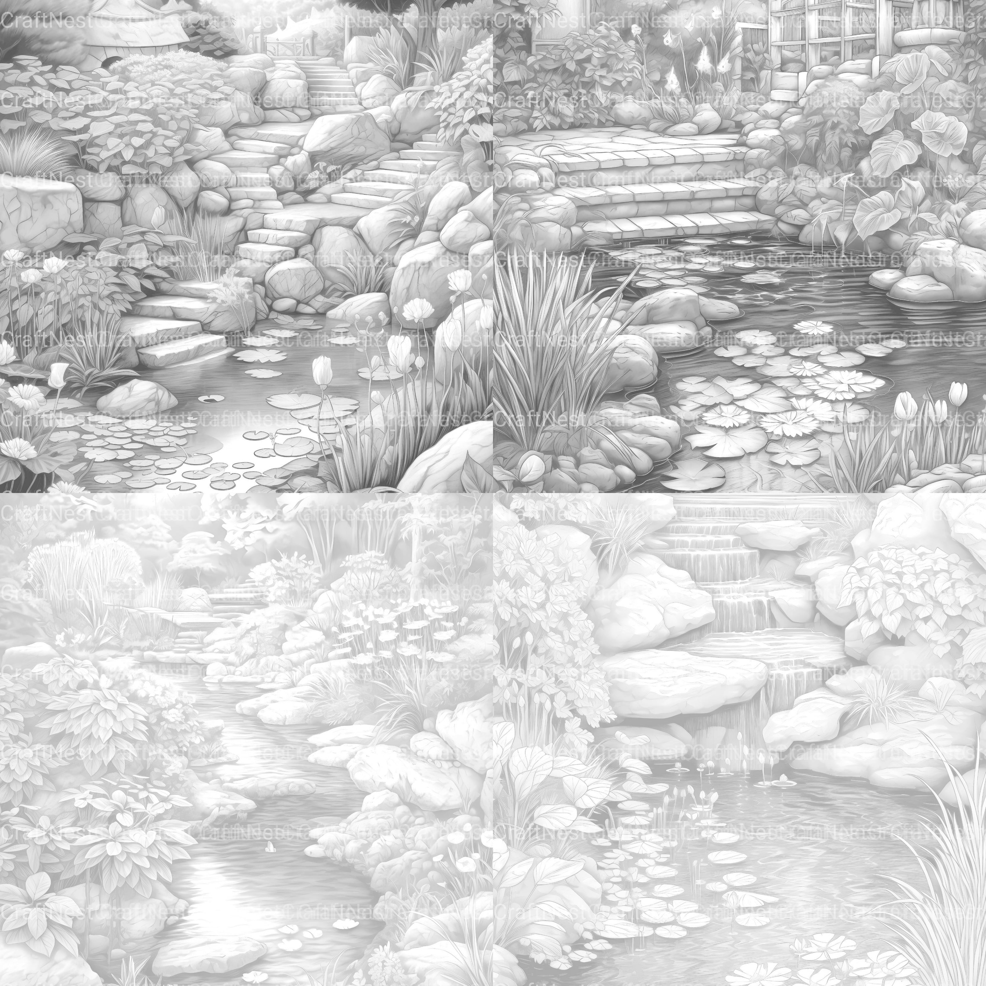 Water Garden Coloring Book - CraftNest - Digital Crafting and Art