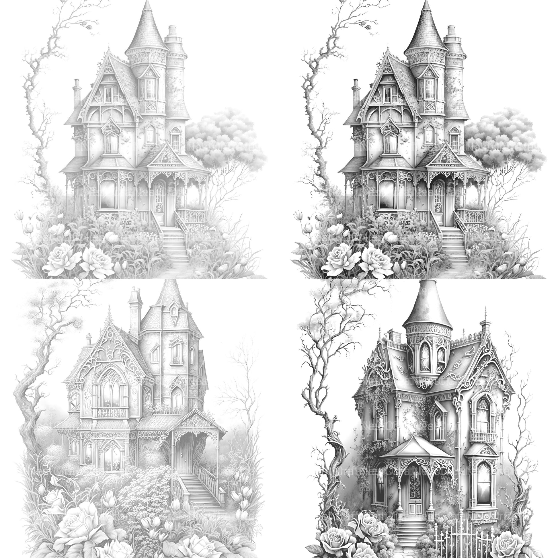 Gothic House Coloring Book - CraftNest - Digital Crafting and Art