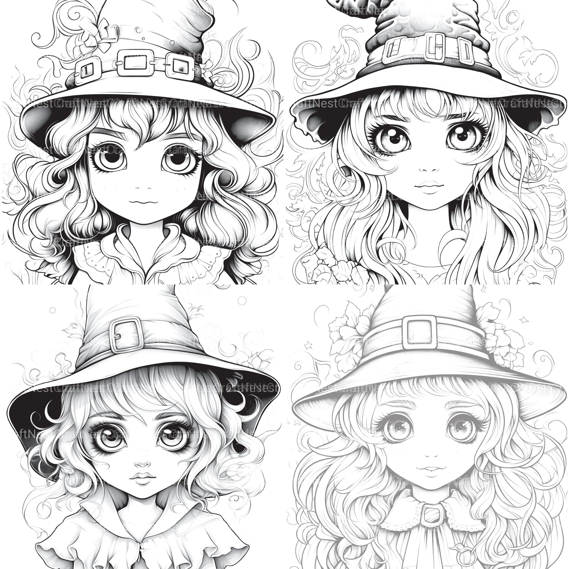 Cute Witch Coloring Book - CraftNest - Digital Crafting and Art