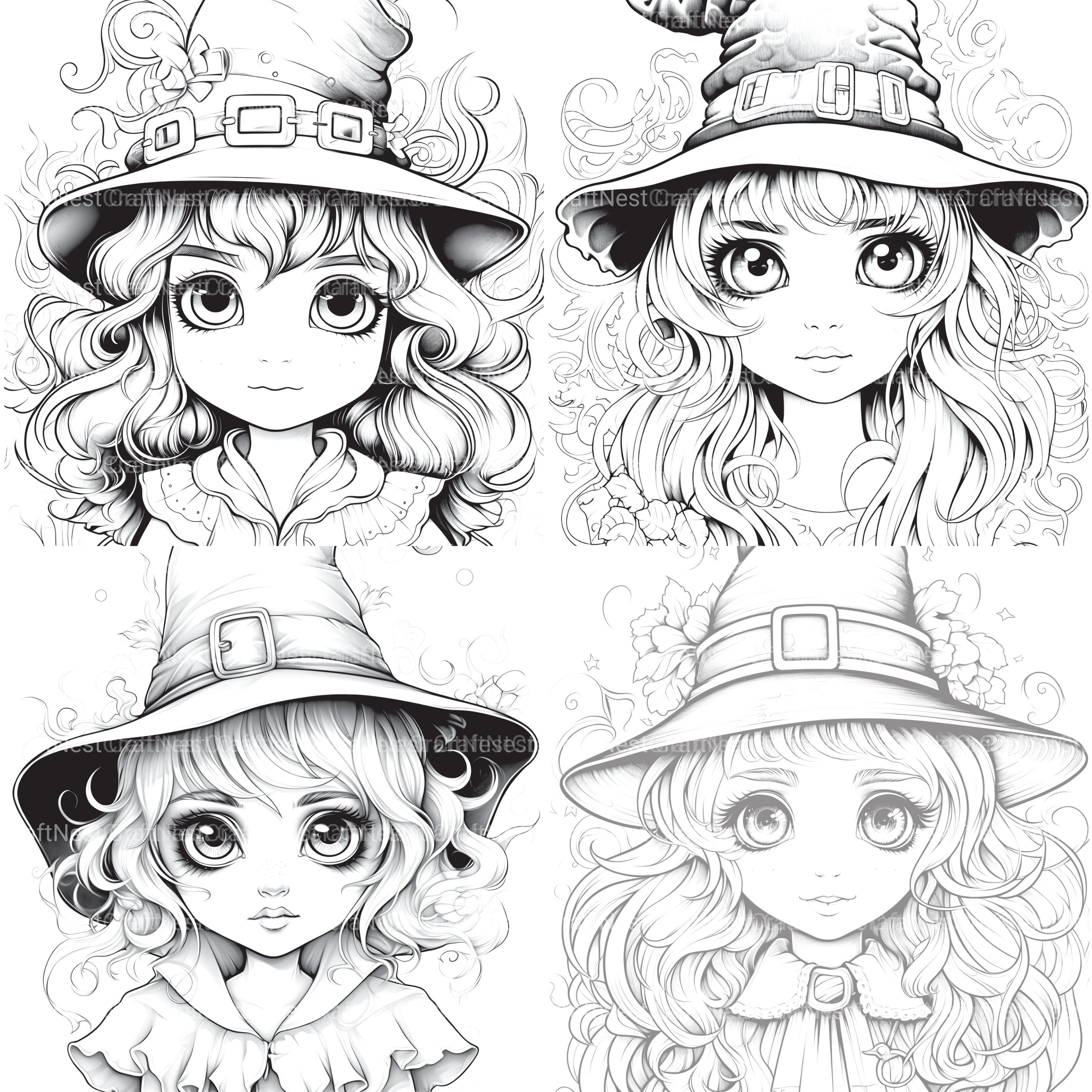 Cute Witch Coloring Book - CraftNest - Digital Crafting and Art