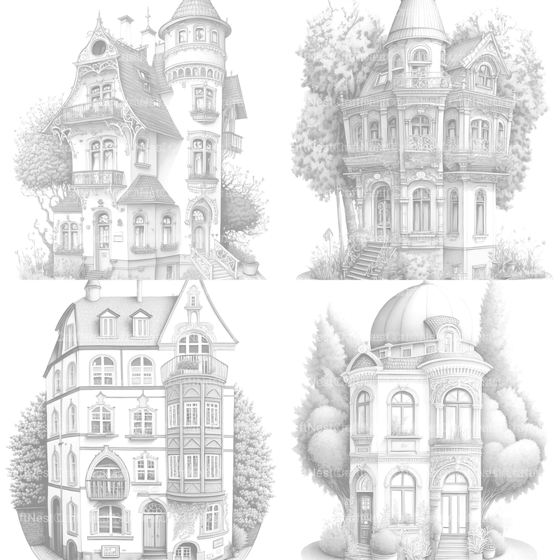German Tiny House Coloring Book - CraftNest - Digital Crafting and Art