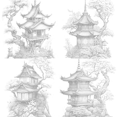 Japanese Fairy House Coloring Book - CraftNest - Digital Crafting and Art