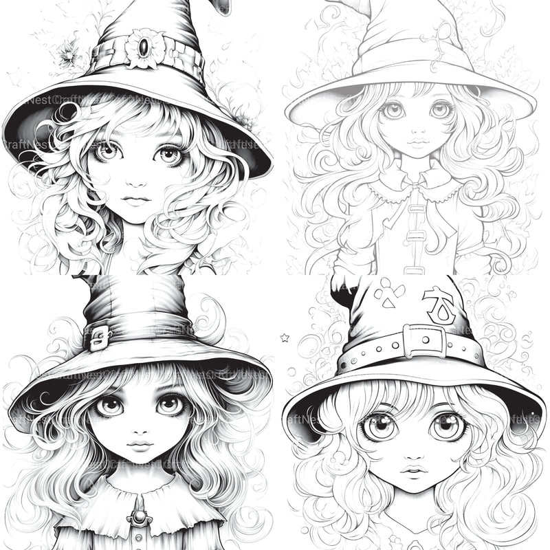 Cute Witch Coloring Book - CraftNest - Digital Crafting and Art