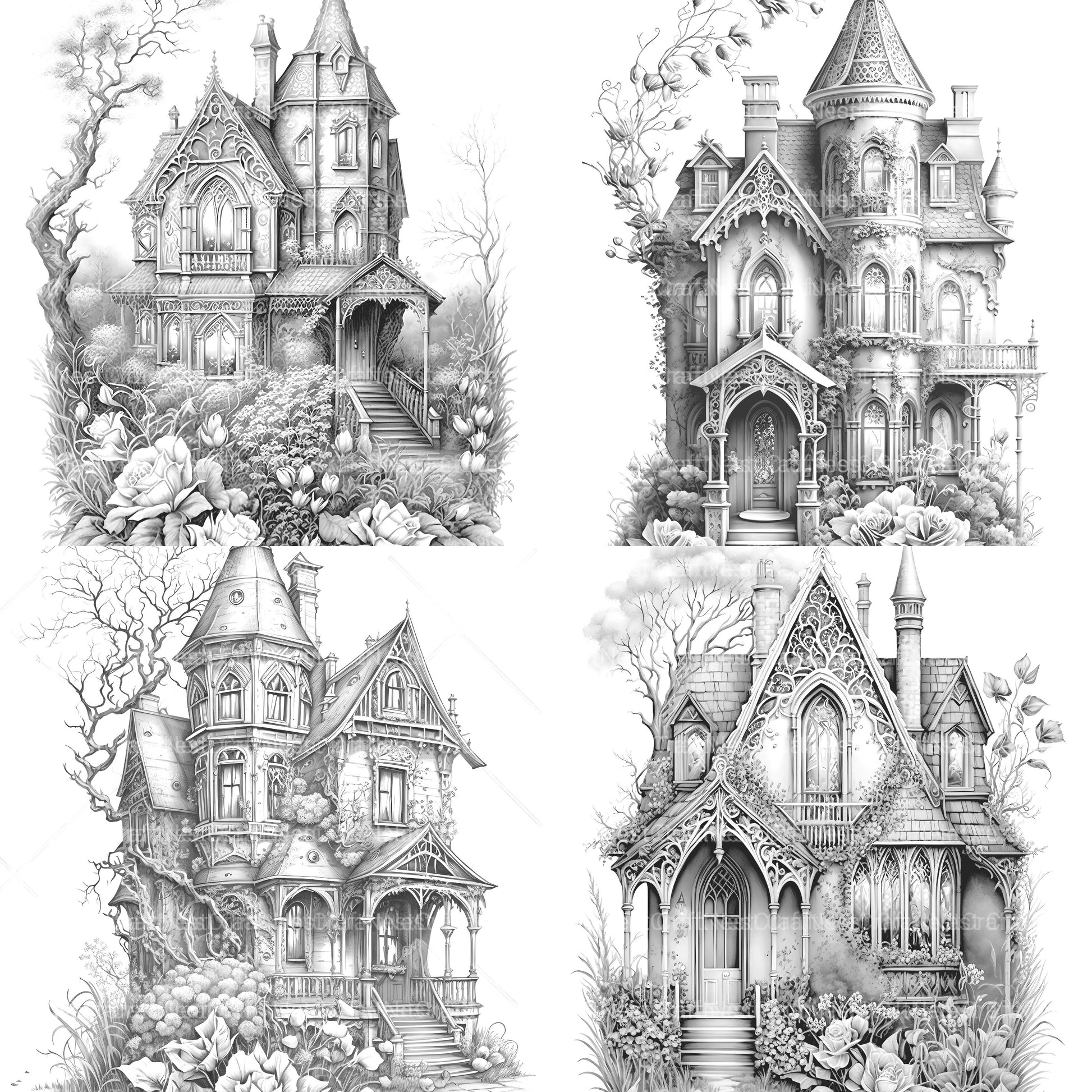 Gothic House Coloring Book - CraftNest - Digital Crafting and Art