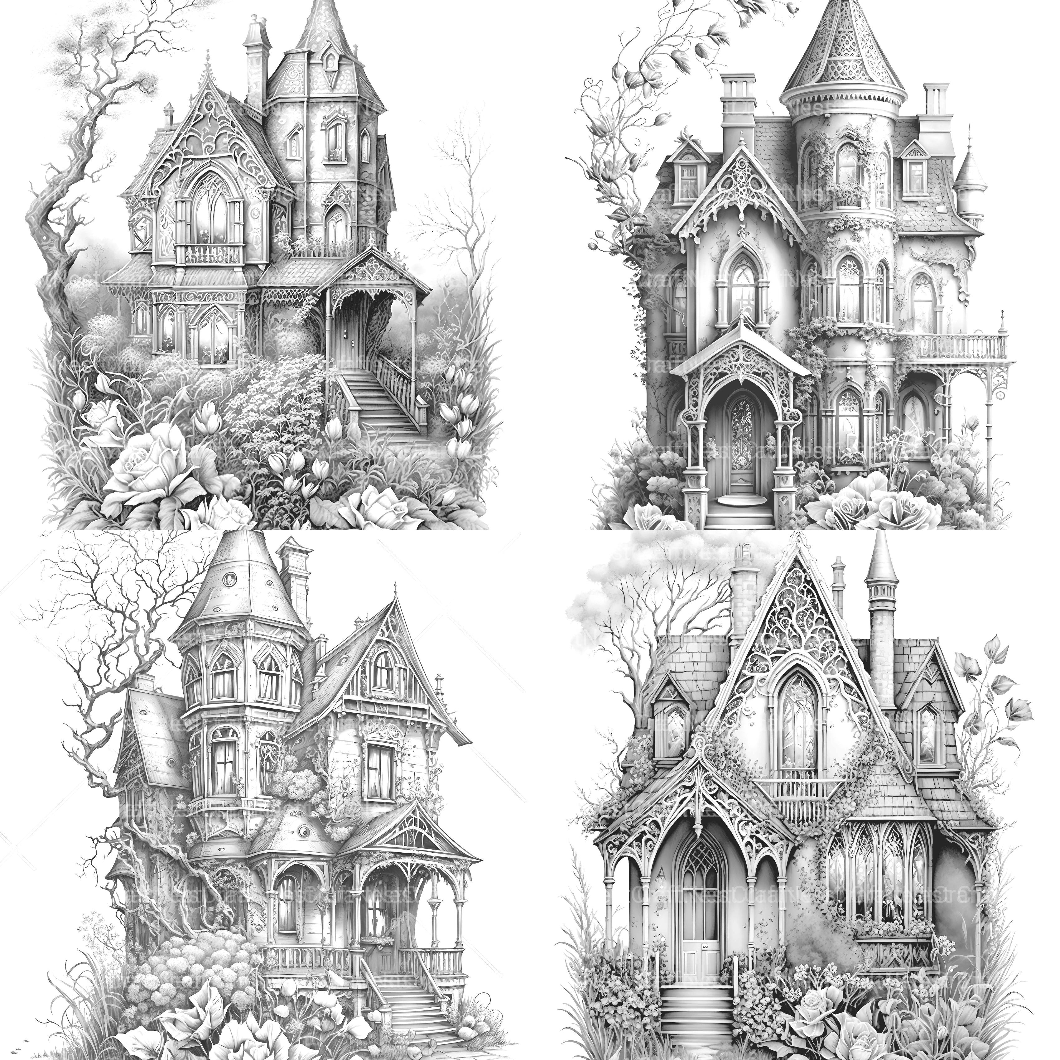 Gothic House Coloring Book - CraftNest - Digital Crafting and Art