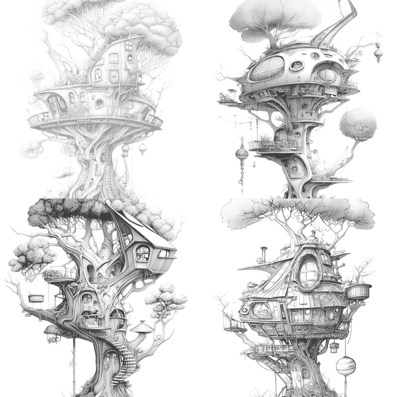 Future Treehouse Coloring Book - CraftNest - Digital Crafting and Art