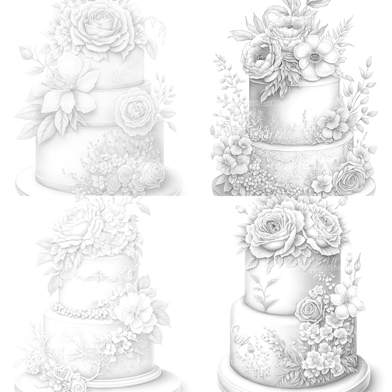 Floral Wedding Cake Coloring Book - CraftNest - Digital Crafting and Art