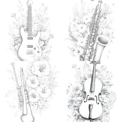 Flower Instrument Coloring Book - CraftNest - Digital Crafting and Art
