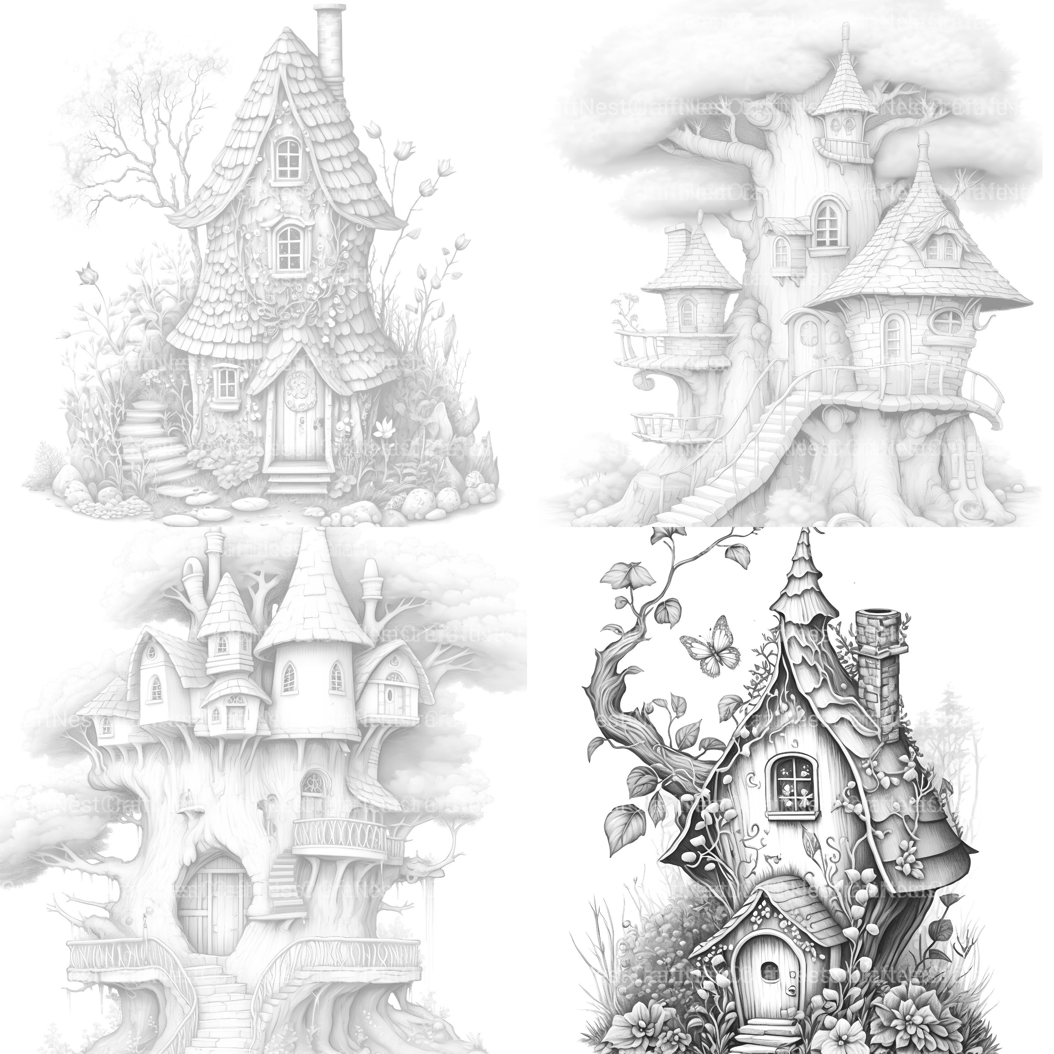 Fairy Houses 2 Coloring Book - CraftNest - Digital Crafting and Art