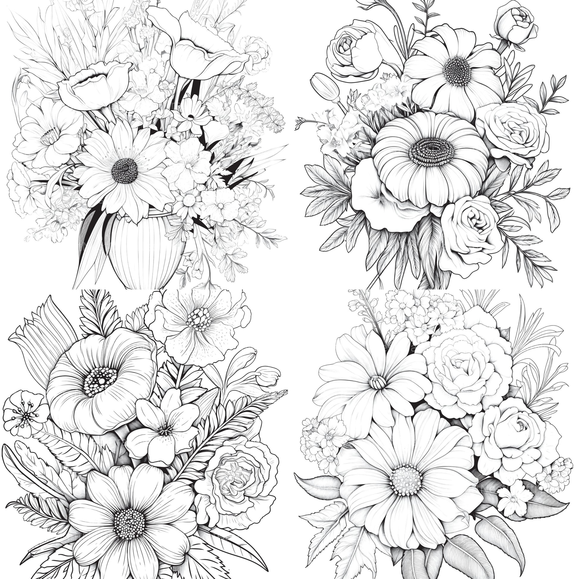 Flower Coloring Book 2 - CraftNest - Digital Crafting and Art