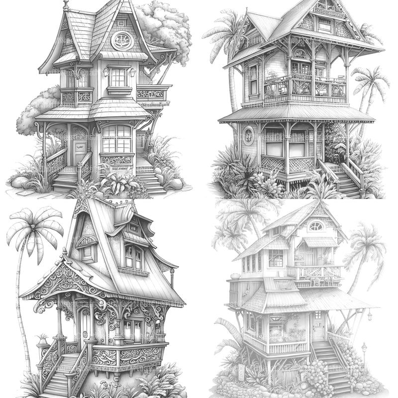 Hawaiian Tiny House Coloring Book - CraftNest - Digital Crafting and Art