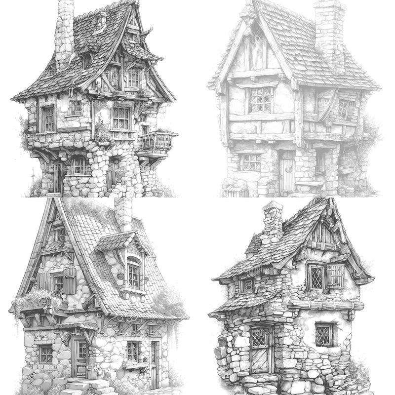 Medieval Tiny House Coloring Book - CraftNest - Digital Crafting and Art