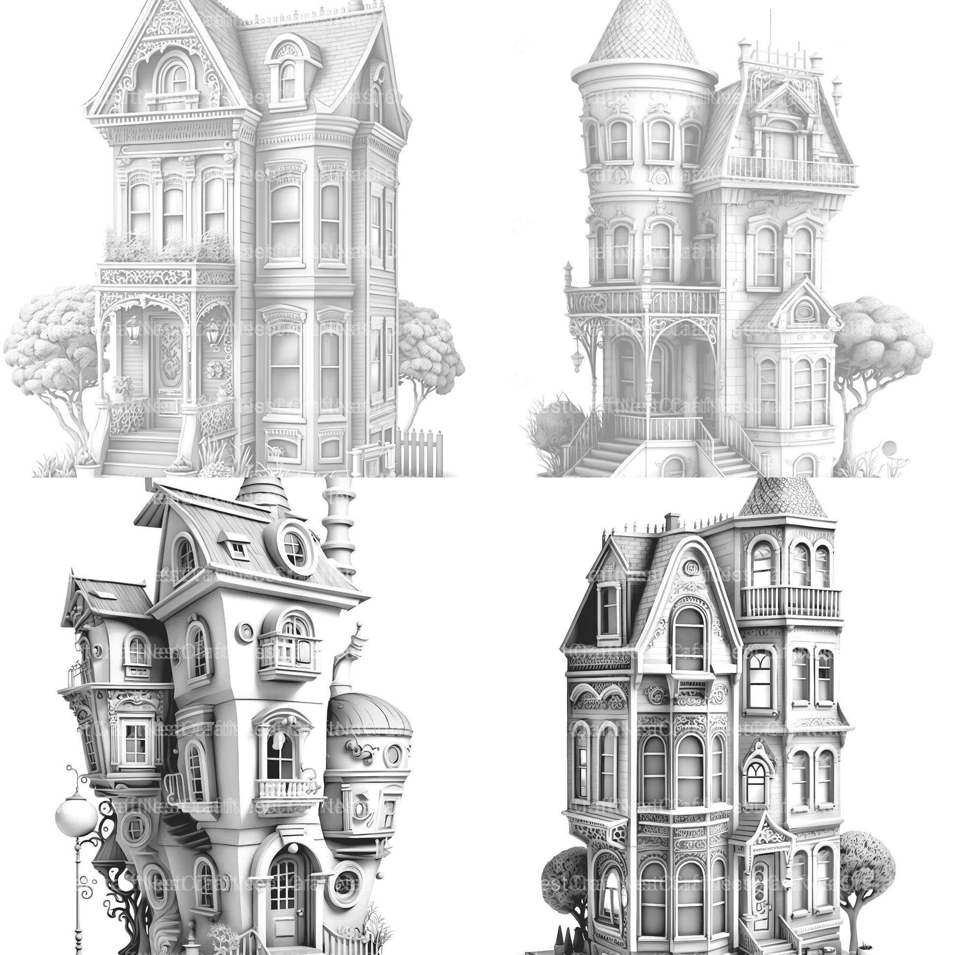 Townhouse Tiny House Coloring Book - CraftNest - Digital Crafting and Art