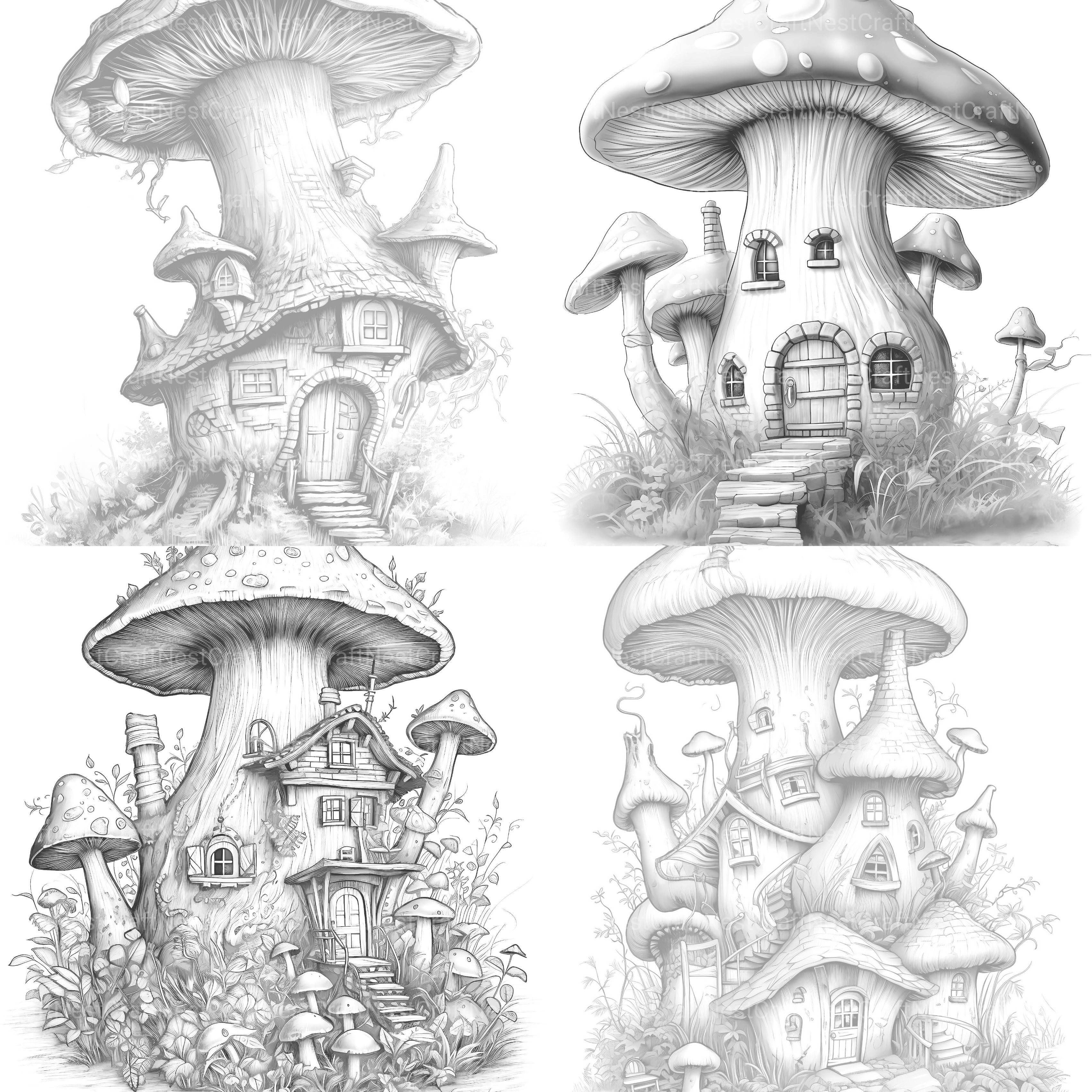 Mushroom House Coloring Book - CraftNest - Digital Crafting and Art