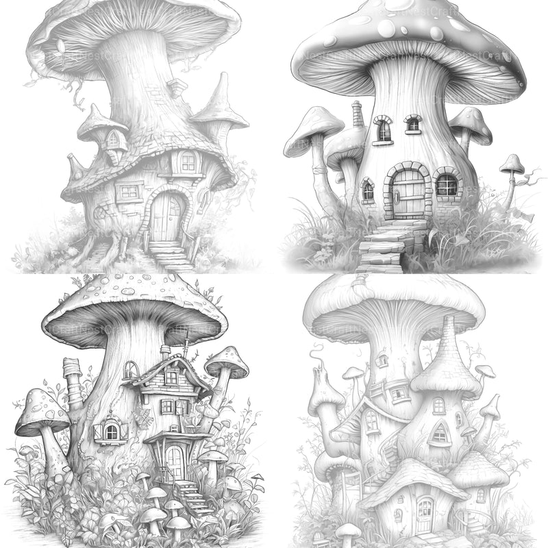 Mushroom House Coloring Book - CraftNest - Digital Crafting and Art