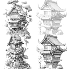 Japanese Tiny House Coloring Book - CraftNest - Digital Crafting and Art