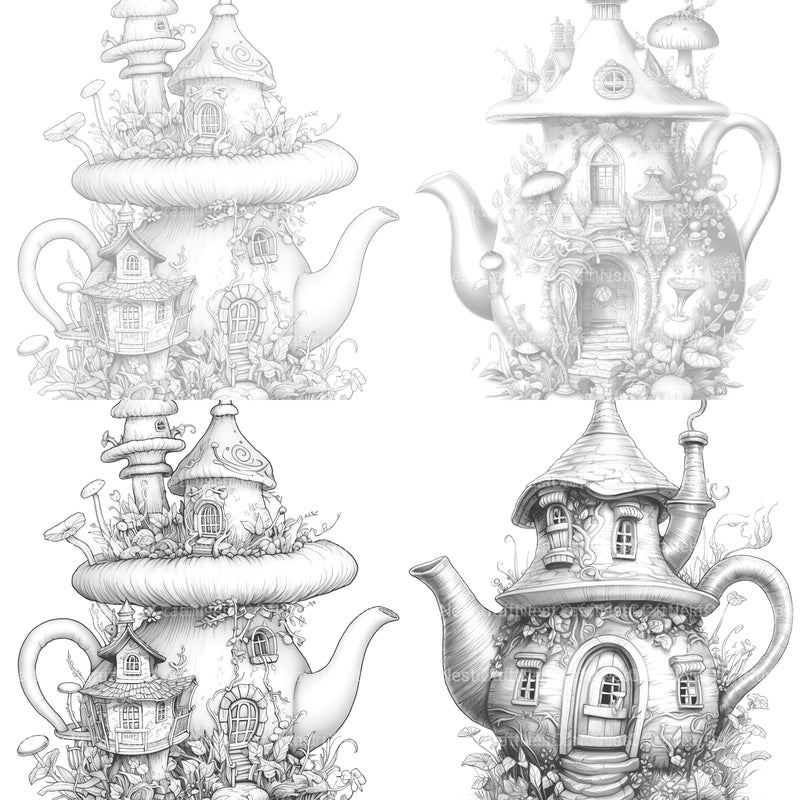 Teapot Fairy House Coloring Book - CraftNest - Digital Crafting and Art