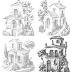 Mediterranean Tiny House Coloring Book - CraftNest - Digital Crafting and Art