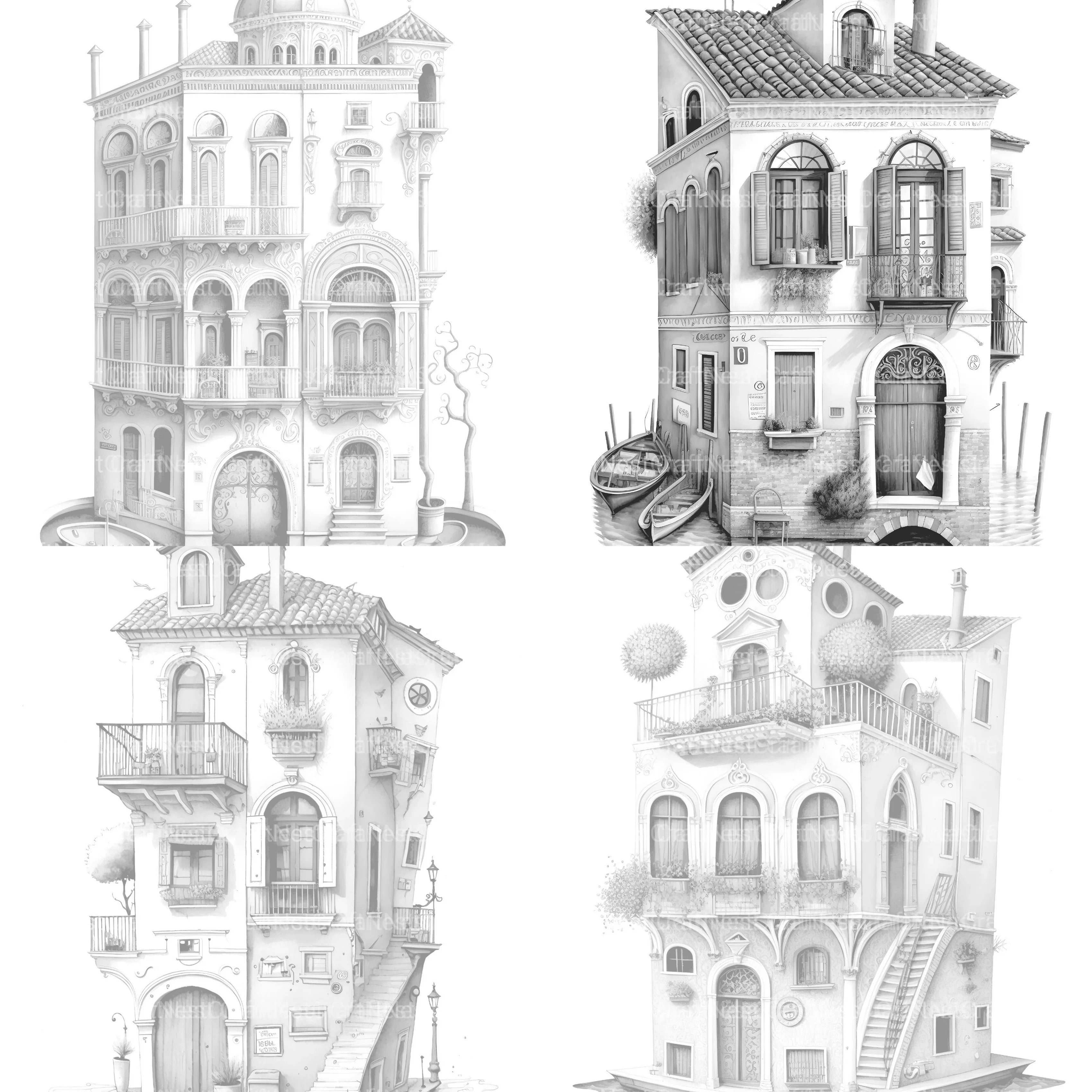 Venetian Tiny House Coloring Book - CraftNest - Digital Crafting and Art
