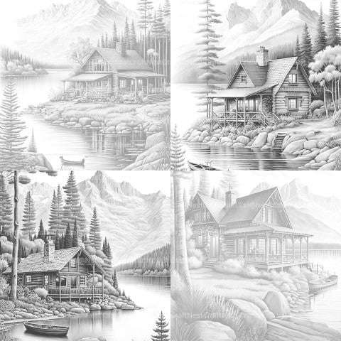 Cabins Coloring Book - CraftNest - Digital Crafting and Art