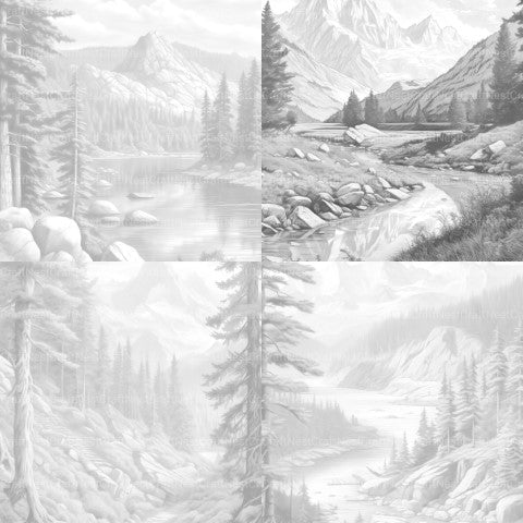 Mountain Landscapes Coloring Book - CraftNest - Digital Crafting and Art