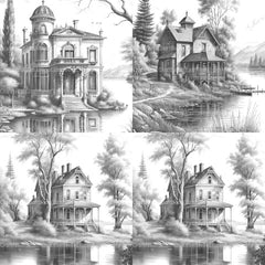 Lake Houses Coloring Book - CraftNest - Digital Crafting and Art