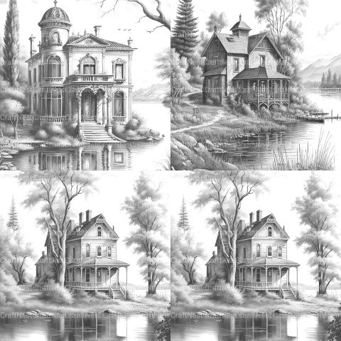 Lake Houses Coloring Book - CraftNest - Digital Crafting and Art