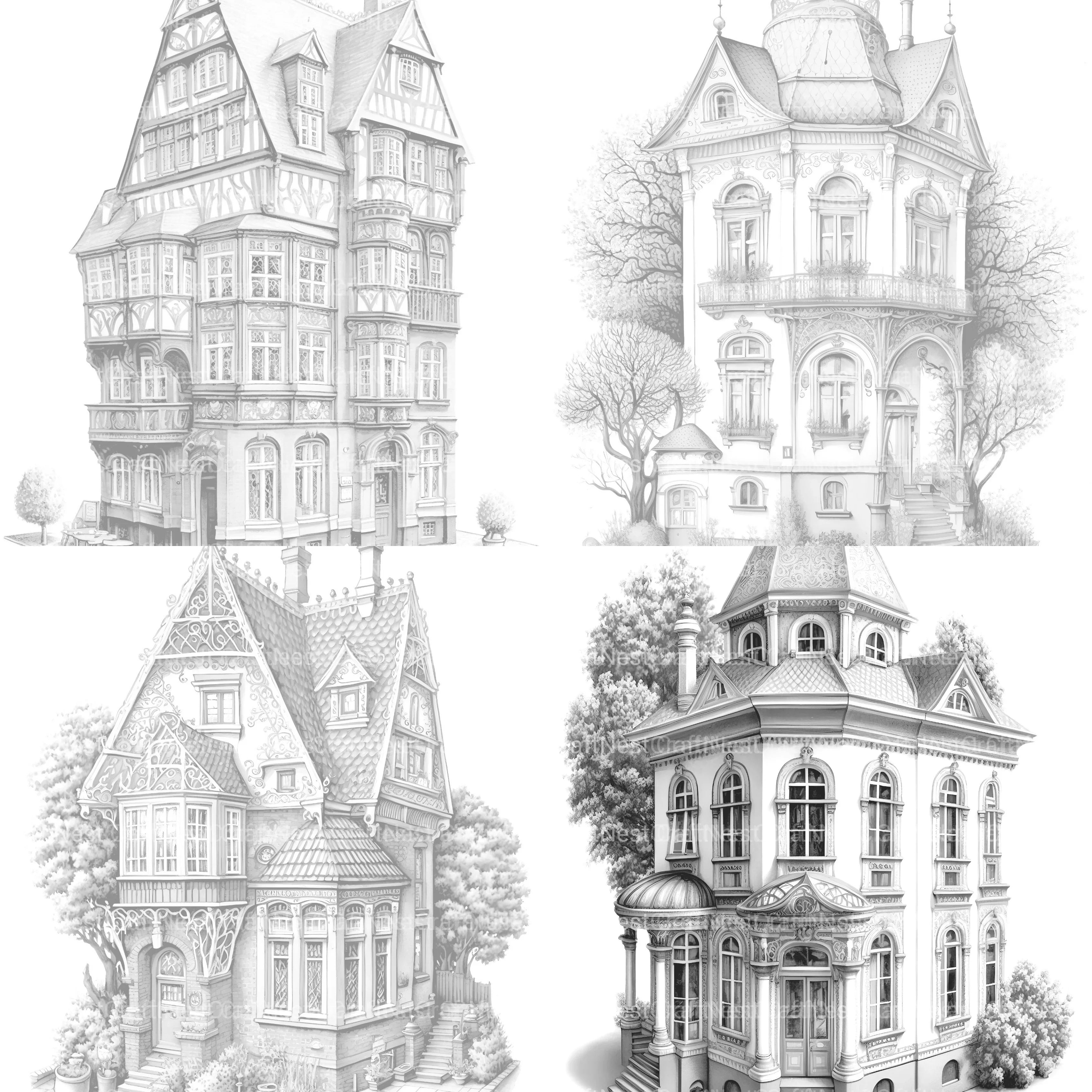 German Tiny House Coloring Book - CraftNest - Digital Crafting and Art