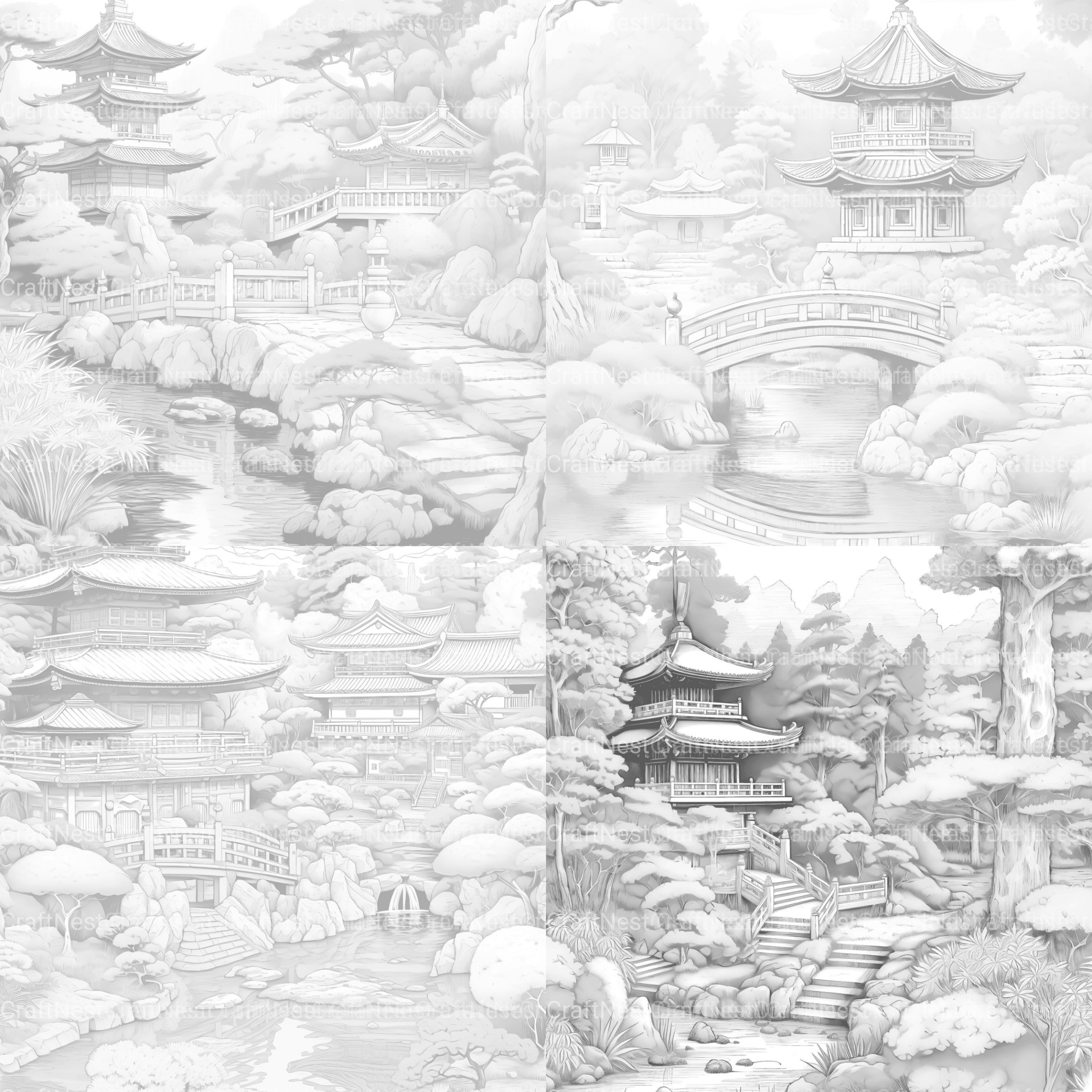 Japanese Garden Coloring Book - CraftNest - Digital Crafting and Art