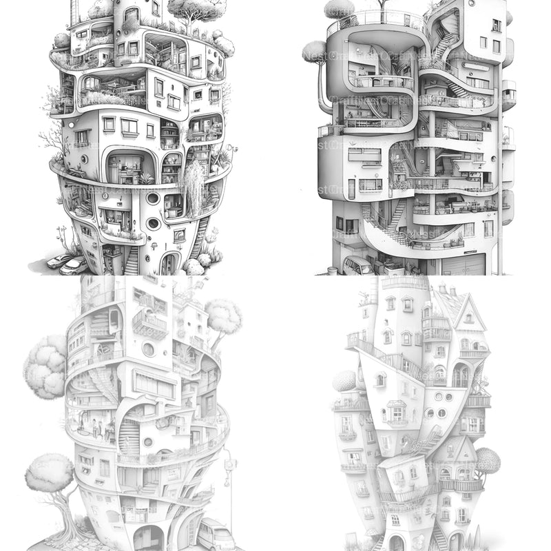 Condominium Tiny House Coloring Book - CraftNest - Digital Crafting and Art