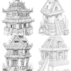 Castle Tiny House Coloring Book - CraftNest - Digital Crafting and Art